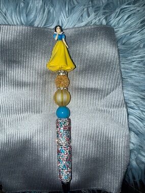 Handcrafted Yellow & Blue Princess Pen with Decorative Beads